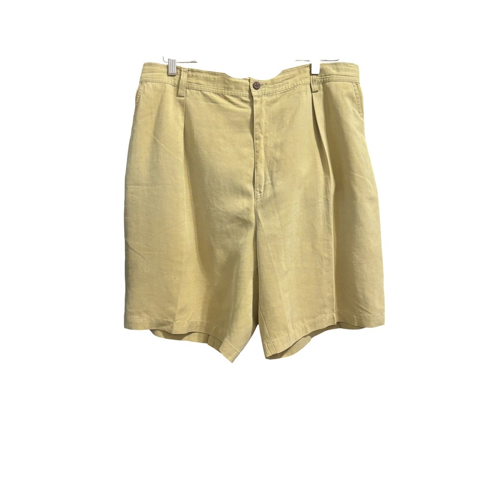 Tommy Bahama Mens Sz 40 Silk Linen Pleated Shorts Khaki Tan Solid Casual Resort
